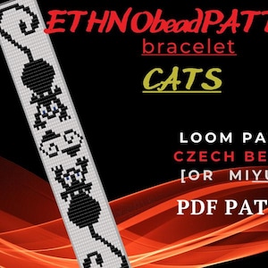 Loom bracelet  cats PDF loom pattern bracelet  ornament,  INSTANT DIGITAL download loom stitch bead  bracelet, bead loom pattern