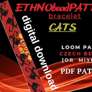 DIGITAL download Loom bracelet  cats PDF loom pattern bracelet  ornament,loom stitch bead  bracelet, bead loom pattern