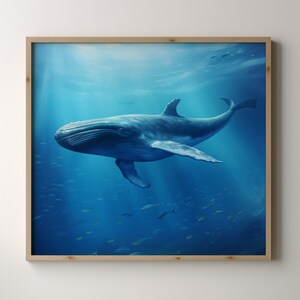 Printable Oceanic Blue Whale Digital Art Download Printable Animal Art, Downloadable Animal ...