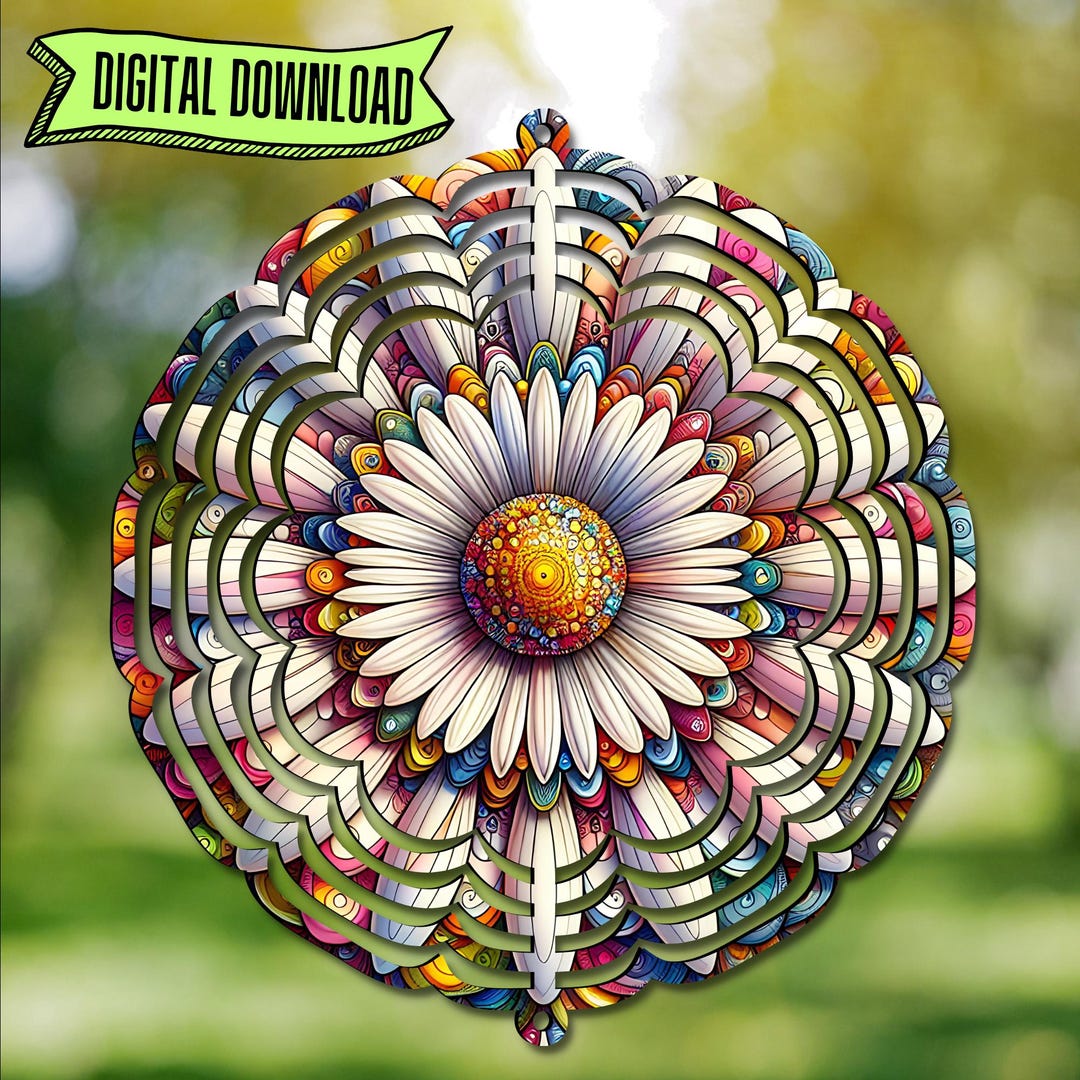 Windspinner PNG Daisy Kaleidoscope Wind Spinner PNG, Sublimation ...