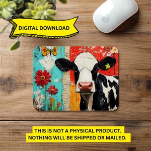 Cow Mouse Pad PNG, Mouse Pad Sublimation PNG,  Mixed Media Cow Mousepad PNG, Mouse Pad Sublimation Designs, Mouse Pad Designs png