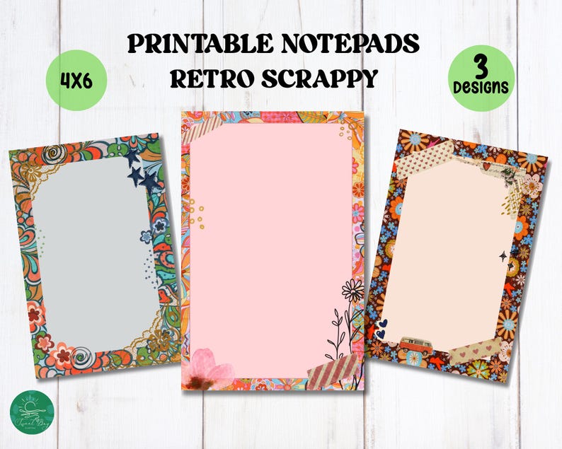 Retro Scrappy Printable Notepads DIY Digital Notepad Design Bundle - Etsy