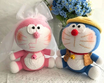 Finished Doraemon Amigurumi, Large Doraemon Crochet, Stuffed Doraemon, Amigurumi Doll, Handmade Plush Toy, Gift for Boys, Gift for Girls