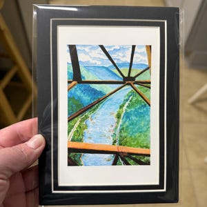 851 Feet Above New River Gorge Watercolor Print matted to 5x7