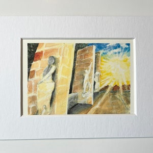 The Pylons Watercolor Print matted to 5x7