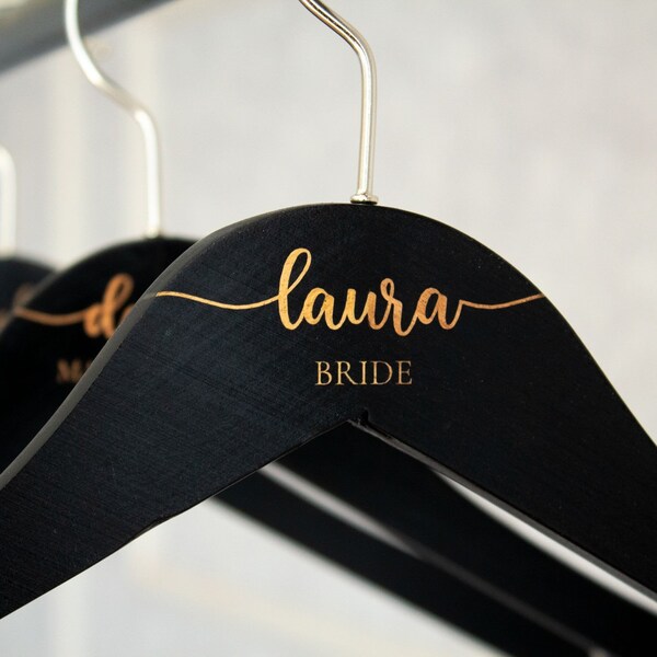 Personalized Bridesmaid Hangers, Wooden Engraved Hanger, Wedding Hanger for Bridesmaids, Wedding Dress Hanger, Custom Bridal Hanger