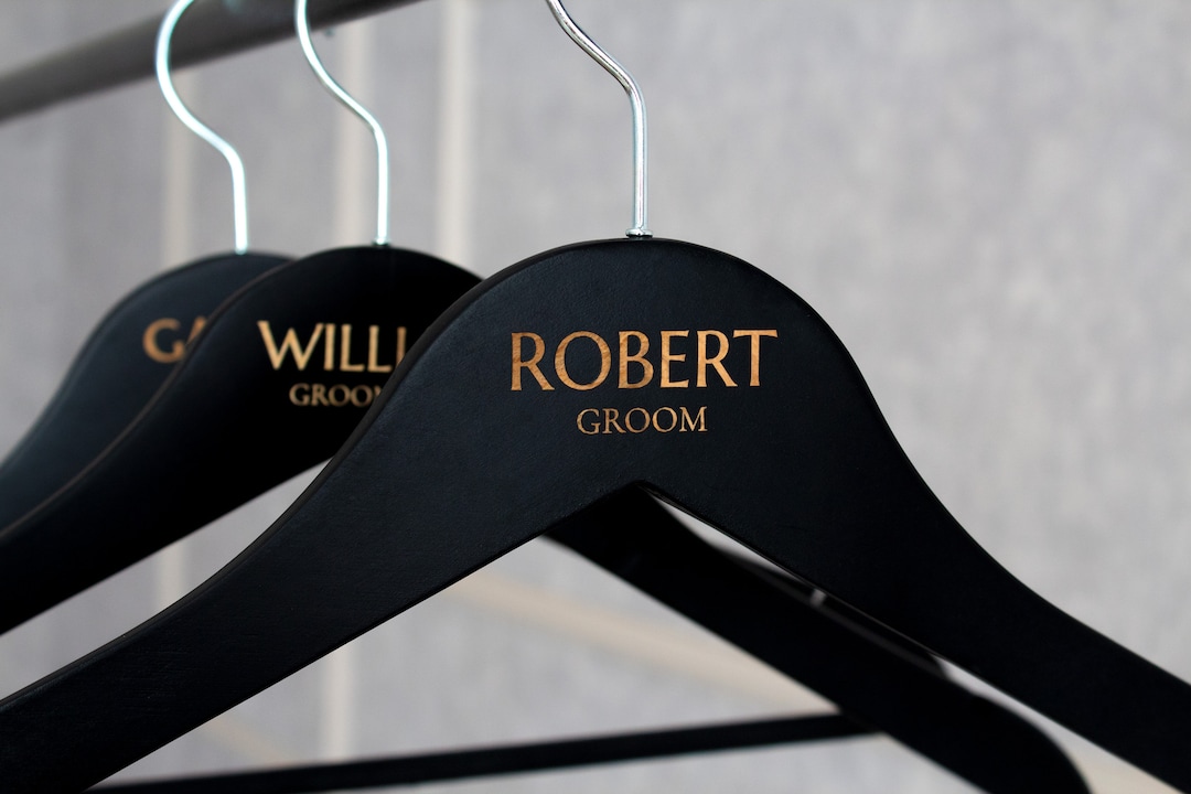 Personalized Groomsman Hangers, Wooden Engraved Hanger, Wedding Hanger for Groomsman, Groom Suit Hanger, Custom Wooden Engraved Hanger