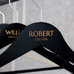 Personalized Groomsman Hangers, Wooden Engraved Hanger, Wedding Hanger for Groomsman, Groom Suit Hanger, Custom Wooden Engraved Hanger