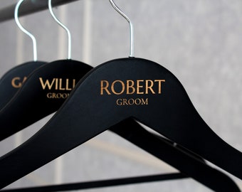 Personalized Groomsman Hangers, Wooden Engraved Hanger, Wedding Hanger for Groomsman, Groom Suit Hanger, Custom Wooden Engraved Hanger