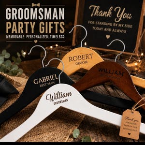 Personalized Groomsman Hangers, Wooden Engraved Hanger, Wedding Hanger for Groomsman, Groom Suit Hanger, Custom Wooden Engraved Hanger