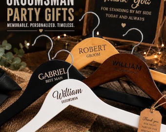 Personalized Groomsman Hanger, Custom Wooden Suit Hanger, Groom & Groomsmen Gift, Engraved Wedding Hanger, Best Man Gift