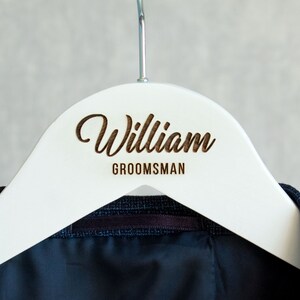 Custom Engraved Hanger, Wooden Groomsman Suit Hanger, Groomsman Hanger, Best Man Gifts, Personalized Groomsman Hanger, Wedding Hangers image 8