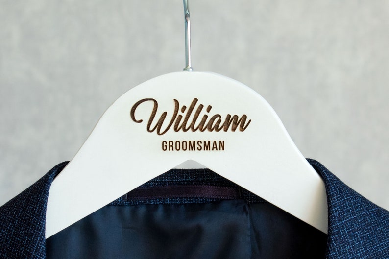 Custom Engraved Hanger, Wooden Groomsman Suit Hanger, Groomsman Hanger, Best Man Gifts, Personalized Groomsman Hanger, Wedding Hangers image 8
