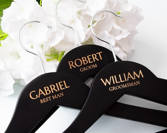Personalized Groomsman Hangers - Wedding Hanger - Wooden Engraved Hanger - Groom Suit Hanger - Wedding Name Hangers
