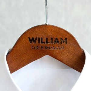 Custom Engraved Hanger, Wooden Groomsman Suit Hanger, Groomsman Hanger, Best Man Gifts, Personalized Groomsman Hanger, Wedding Hangers image 7