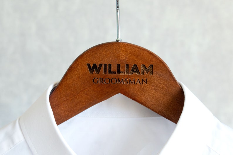 Custom Engraved Hanger, Wooden Groomsman Suit Hanger, Groomsman Hanger, Best Man Gifts, Personalized Groomsman Hanger, Wedding Hangers image 7