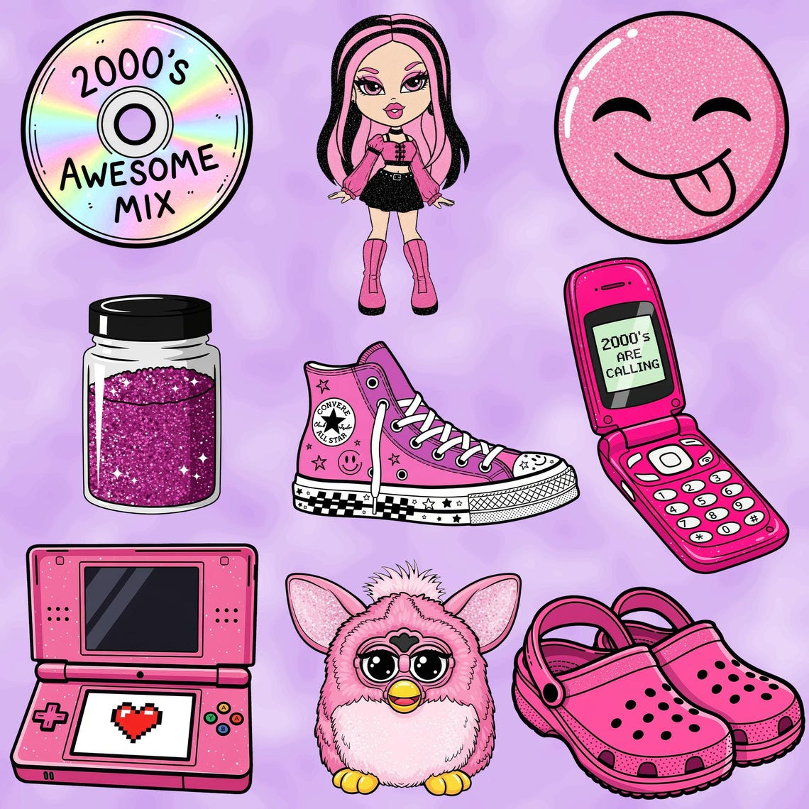 Girly 2000s Pink Aesthetic Bundle, 2000s Clipart, Retro Sublimation ...
