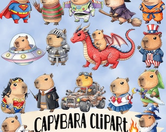 Funny Capybara bundle - Fun and cute Sublimation PNG designs - Cartoon clipart - Capybara sticker pack - Kawaii capybara pop culture