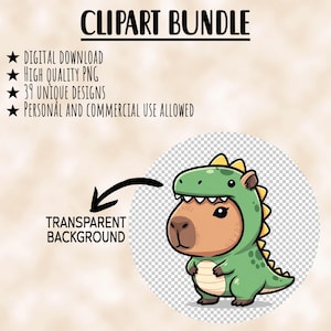 Fun Capybara bundle - Funny and cute Sublimation PNG designs - Cartoon clip art - Capybara sticker pack - Kawaii capybara printables image 2