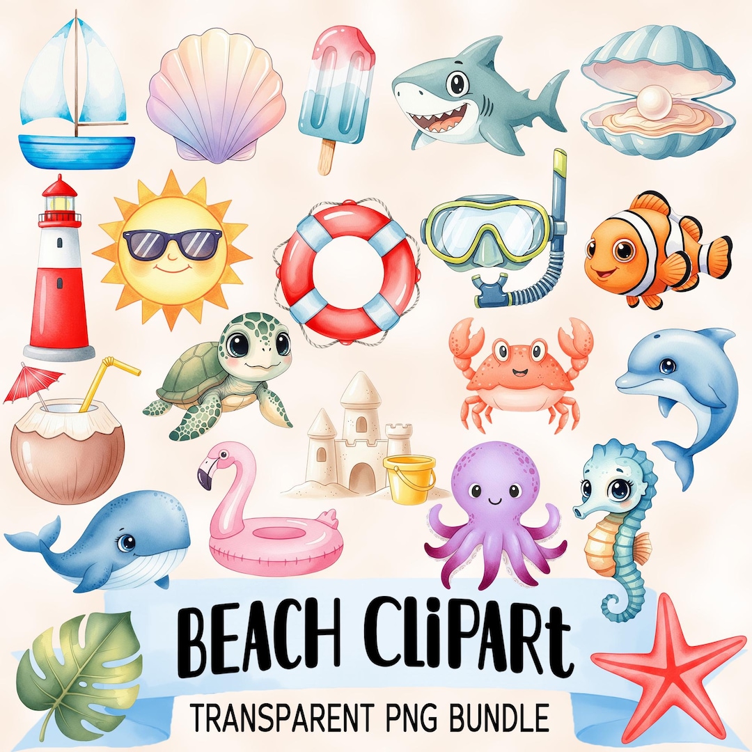 Summer Beach Vibes PNG Bundle, Watercolor Clipart, Summer Sublimation ...