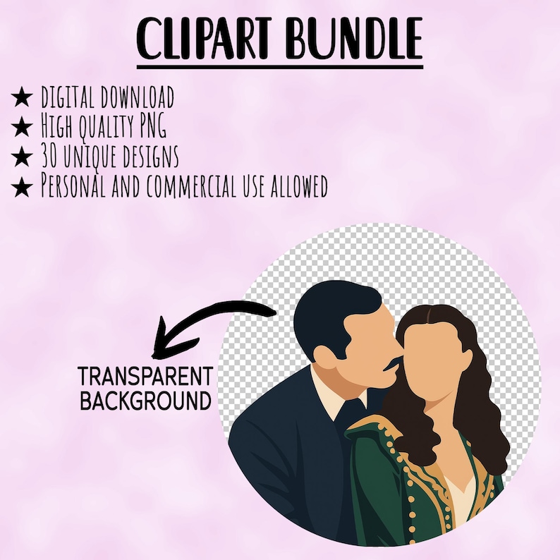 Clipart romantische filmscènes - minimalistische romcom-personages sublimatie png-ontwerpen - anonieme clipart - bundel beroemde filmparen afbeelding 2