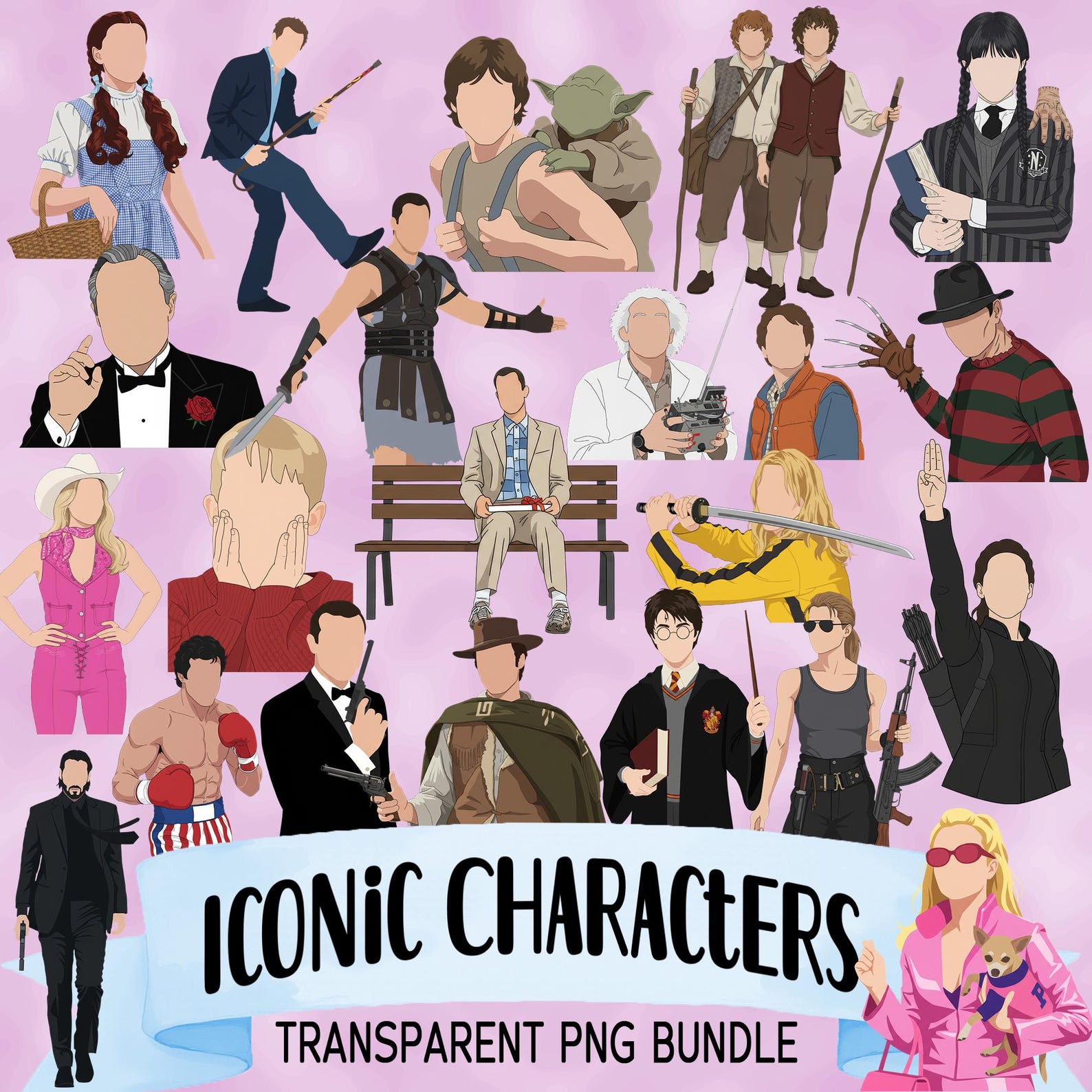 Iconic Movie Characters Bundle - Minimalist Movie Icons PNG Designs ...
