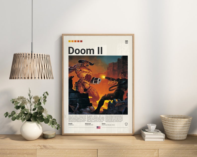 Doom 2 Poster, Video Game Poster, Doom Fan Gift, Gamer Gift, Video Game Room Decor, Gaming Wall