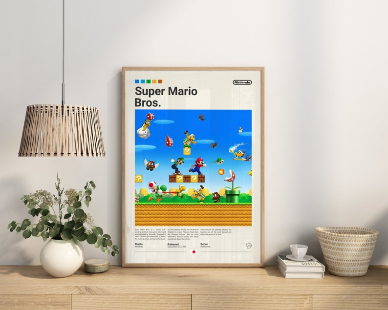 Super Mario Bros Poster, Video Game Poster, Super Mario Fan Gift, Gamer