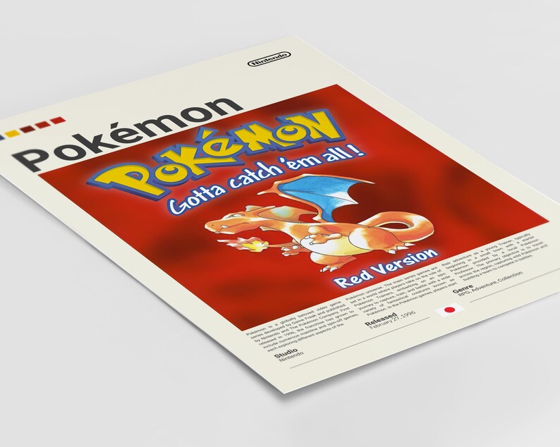 Pokemon Poster, Pokemon Fan Gift, Video Game Poster, Gamer Gift, Video