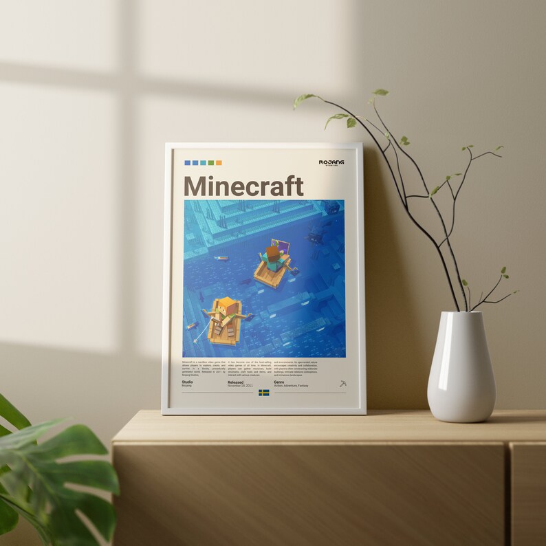 Minecraft Poster, Video Game Poster, Minecraft Gift, Gamer Gift, Video