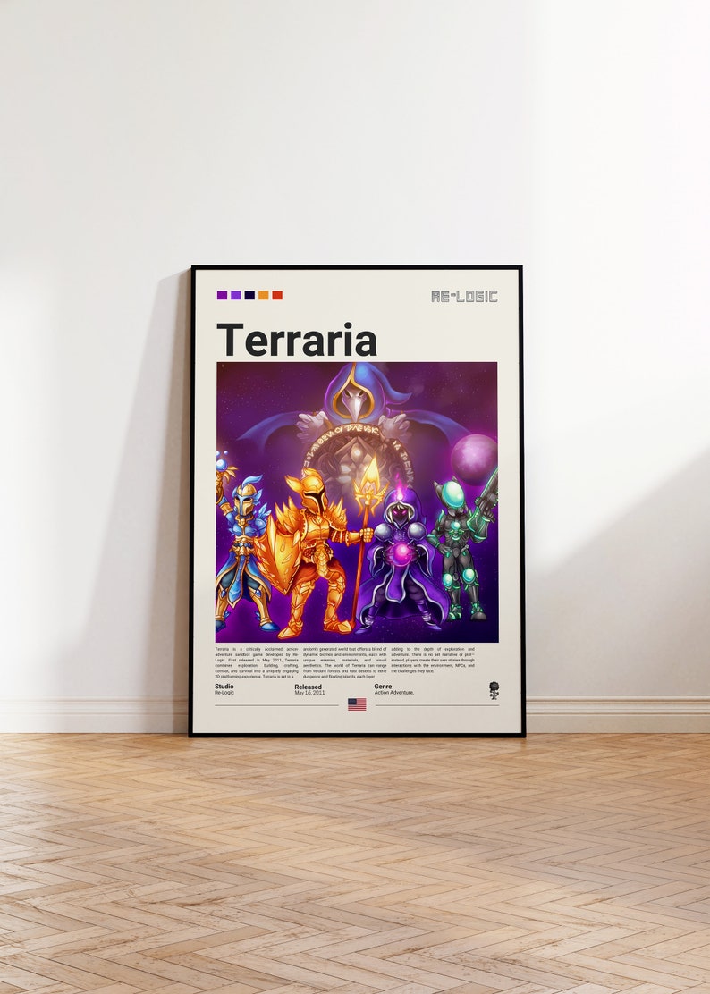 Terraria Poster, Video Game Poster, Terraria Fan Gift, Gamer Gift
