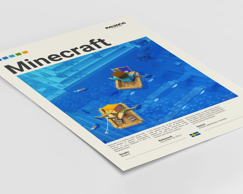 Minecraft Poster, Video Game Poster, Minecraft Gift, Gamer Gift, Video