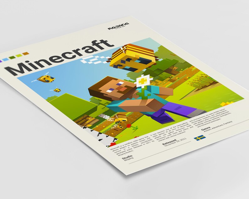 Minecraft Poster, Video Game Poster, Minecraft Gift, Gamer Gift, Video