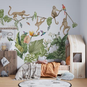 Jungle wall decals, safari nursery decor, jungle wall stickers, animal wall decal, giraffe sticker