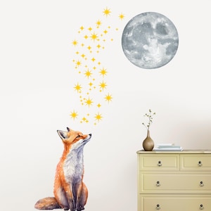 fox wall decals, forest woodland wall decal, mountain decal, woodland decal, woodland wall stickers, kids wall stickers, kids wall decals