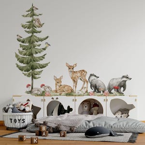 woodland animals wall decals, forest nursery wall stickers, woodland nursery wall decor, kids room stickers