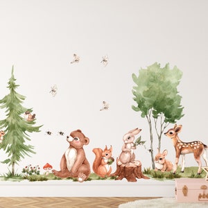 woodland nursery decor, woodland wall stickers, woodland wall decals, forest decal,