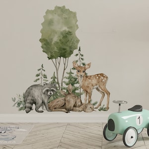 forest animals wall decals, woodland wall stickers, kids room wall decals,