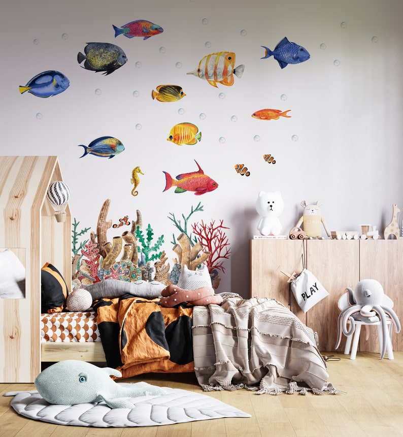 Ocean Wall Decals, Under the Sea Wall Decals, Coral Reef Wall Decal for