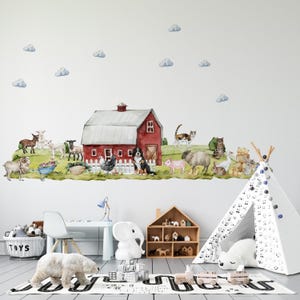 farm animal wall decals, farm nursery animal decor, farm wall decal, farm animal wall stickers, nursery wall decal,