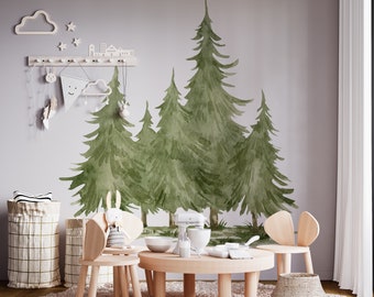 tree wall decal, forest wall decal, pine tree wall decal, woodland wall decal, forest decal