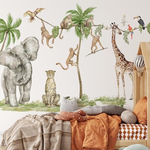 Safari jungle wall decals, jungle wall stickers, safari nursery decor
