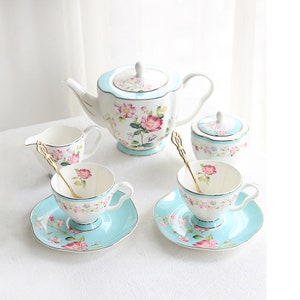 Ceramic afternoon tea set Retro palace style ceramic coffee set | Ceramic coffee cup and saucer | Tea party tea set | Customized tea set