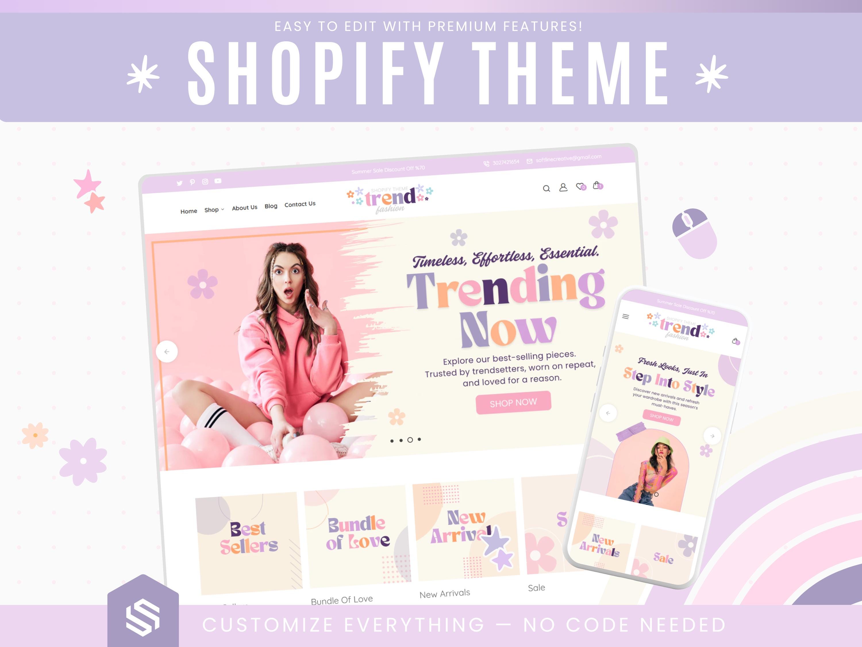 Shopify Theme for Clothing Store, Fashion Boutique, Women’s Apparel, Streetwear, Online Shop Template, Shopify Website Design Trend Fashion
