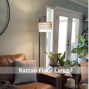 Arc Floor Lamp, Dimmable LED Floor Lamp, Black Standing Lamp, Boho Farmhouse Tall Pole Lamp
