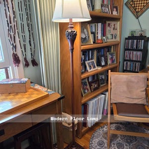 Vintage Floor Lamp, Traditional, Farmhouse Floor Lamp, Standing Floor Lamp, White Fabric Shade