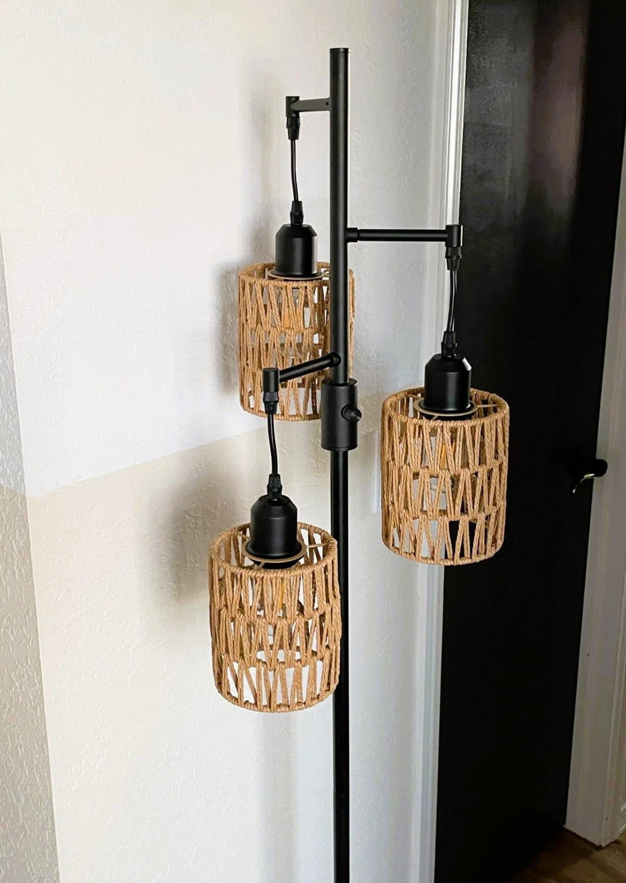 Boho Floor Lamp, 3-light Rattan Floor Lamps, Tall Tree Standing Lamp ...