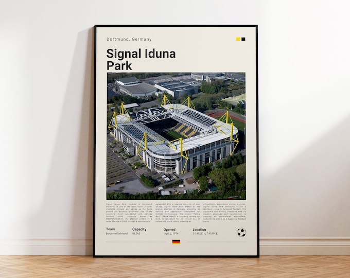 Signal Iduna Park Poster, Borussia Dortmund Print, Soccer Fans, Bundesliga Stadium Poster, Football Poster, Gift For Him, Sports Fan Gift