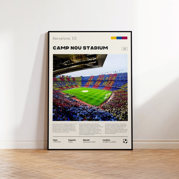 Camp Nou Stadion Poster, FC Barcelona Druck, Fußball Fans, La Liga Stadion Poster, Fußball Poster, Geschenk für ihn, Sport Fan Geschenk