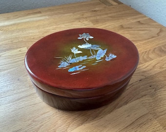 Japanische Lack-Schmuckdose mit Perlmutt Vintage